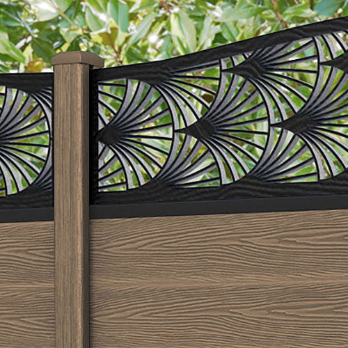 Classic Laurel Curved Top Fence Panel - Teak - with our composite posts