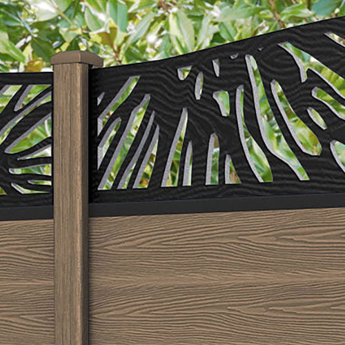Classic Poppy Curved Top Fence Panel - Teak - with our composite posts