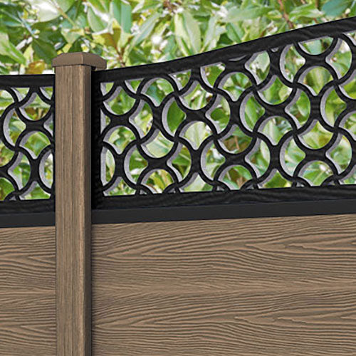 Classic Vida Curved Top Fence Panel - Teak - with our composite posts