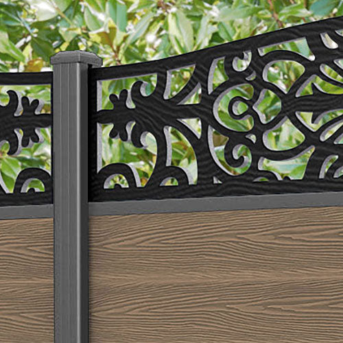 Classic Windsor Curved Top Fence Panel - Teak - with our aluminium posts