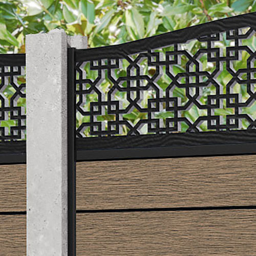 Fusion Zaria Curved Top Fence Panel - Teak - for existing concrete posts