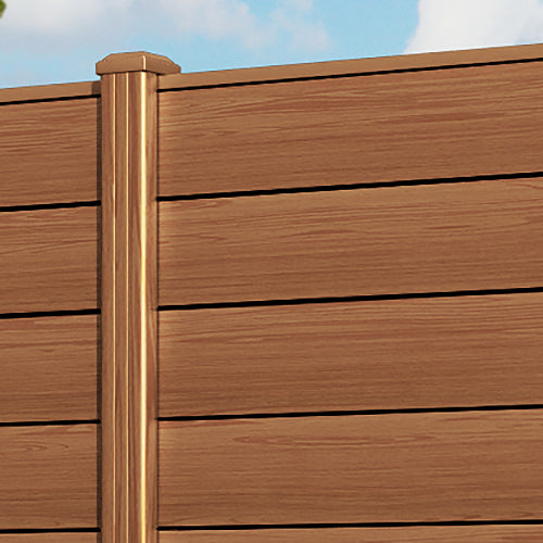 Gate Matching Aluminium Fence Panel - Teak - with our aluminium posts