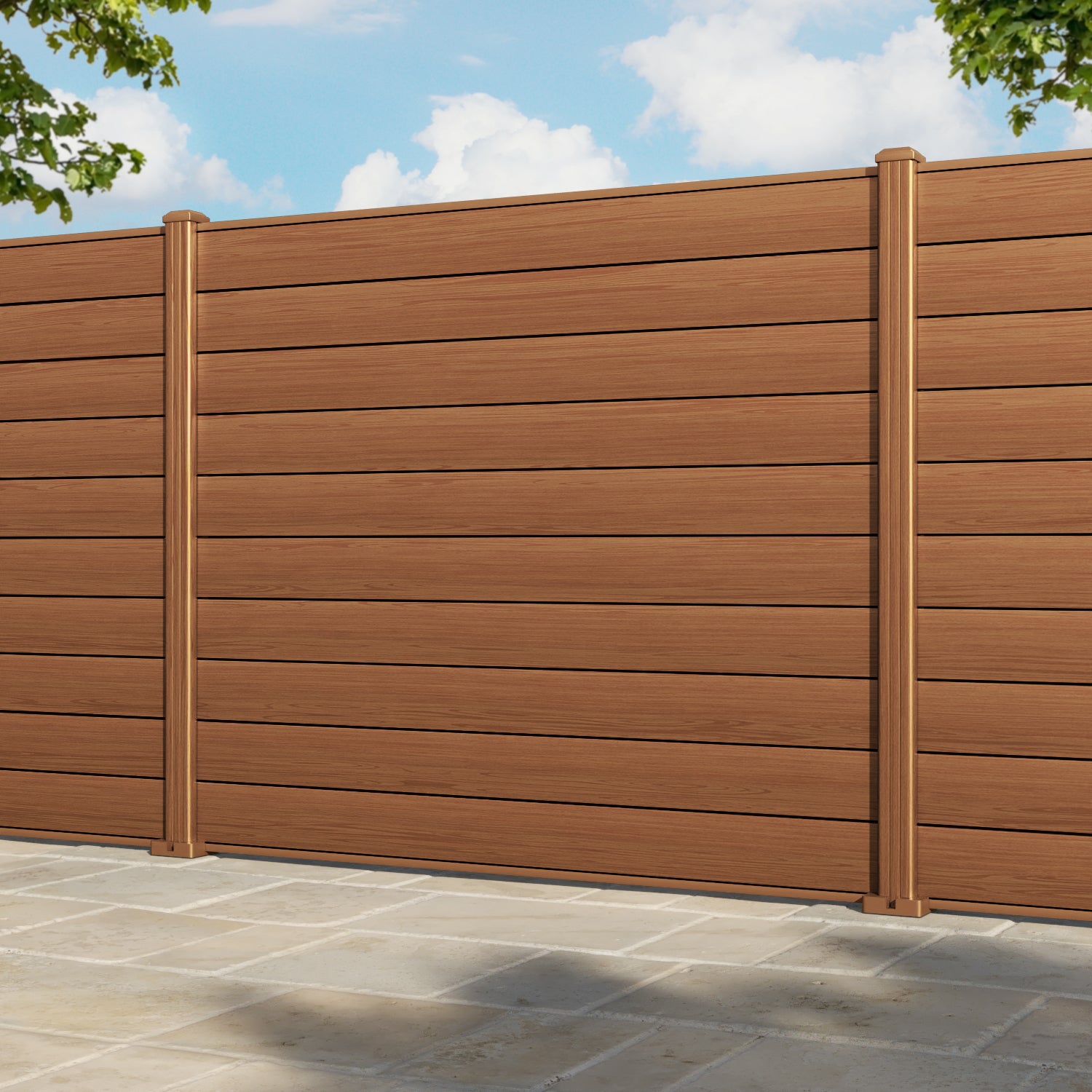 Gate Matching Aluminium Fence Panel - Teak - with our aluminium posts