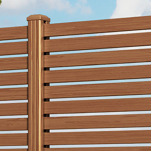 Aria Aluminium Fence Panel - Teak - with our aluminium posts