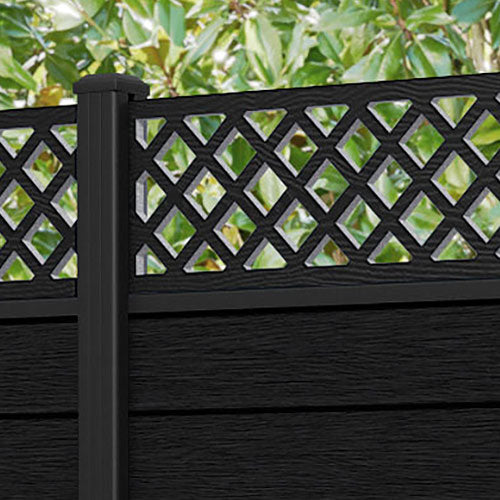 Fusion Hive Fence Panel - Black - with our aluminium posts