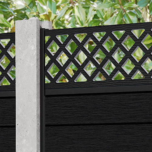 Fusion Hive Fence Panel - Black - for existing concrete posts