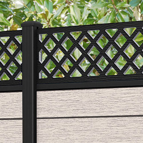 Fusion Hive Fence Panel - Mid Stone - with our aluminium posts