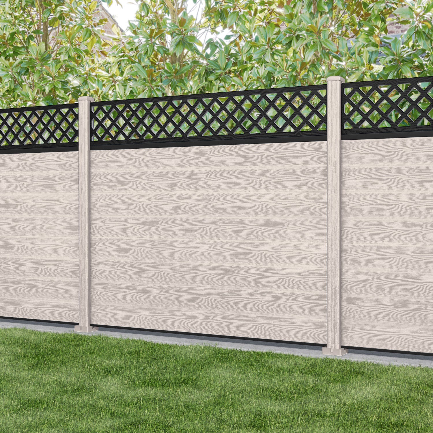 Classic Hive Fence Panel - Mid Stone - with our composite posts