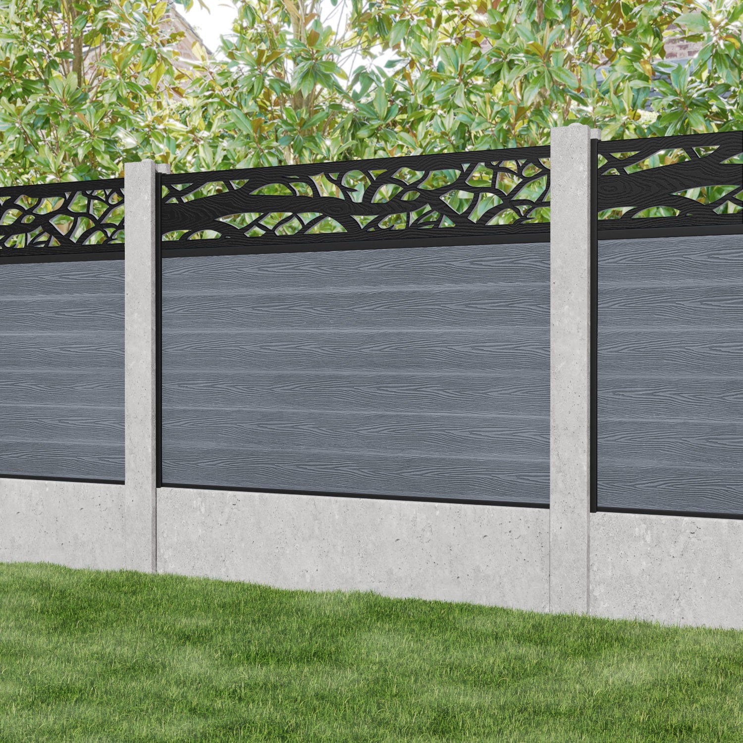 Classic Twilight Fence Panel - Anthracite - for existing concrete posts
