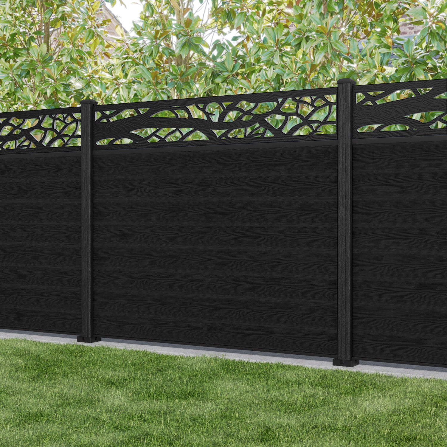 Classic Twilight Fence Panel - Black - with our composite posts