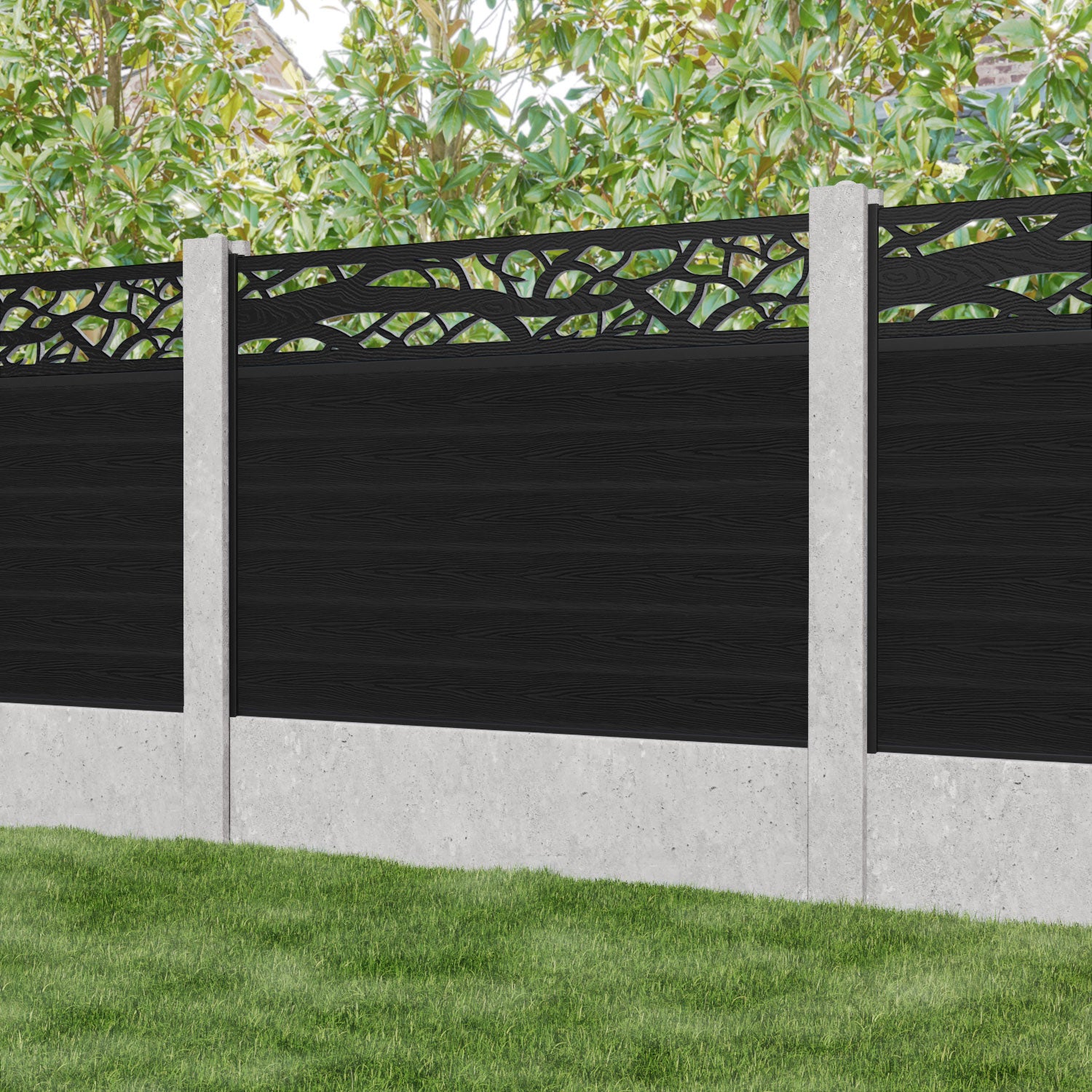 Classic Twilight Fence Panel - Black - for existing concrete posts