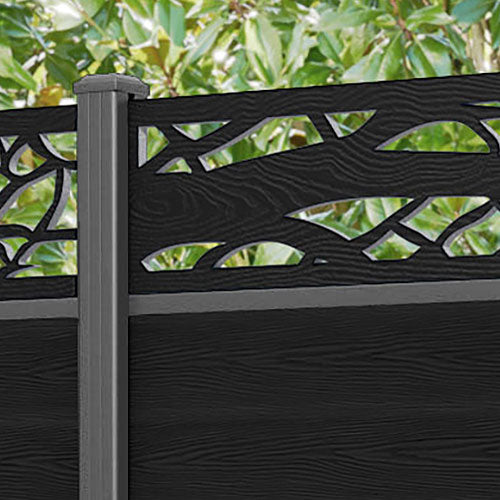 Classic Twilight Fence Panel - Black - with our aluminium posts