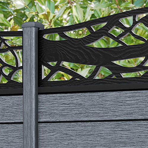 Fusion Twilight Curved Top Fence Panel - Anthracite - with our composite posts