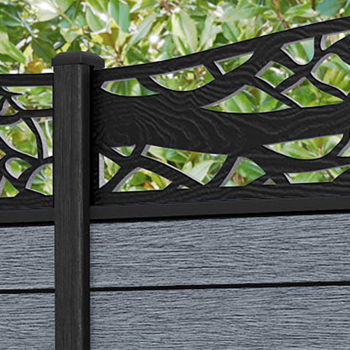 Fusion Twilight Curved Top Fence Panel - Anthracite - with our composite posts