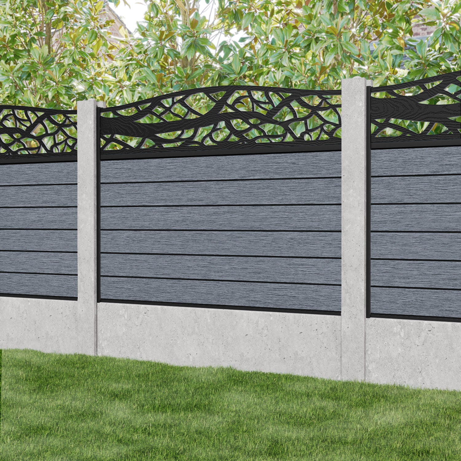 Fusion Twilight Curved Top Fence Panel - Anthracite - for existing concrete posts