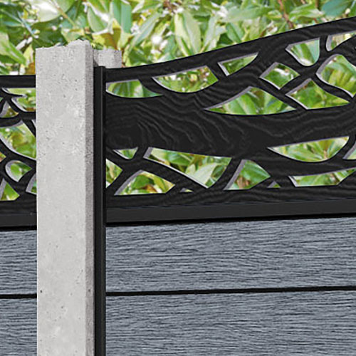 Fusion Twilight Curved Top Fence Panel - Anthracite - for existing concrete posts