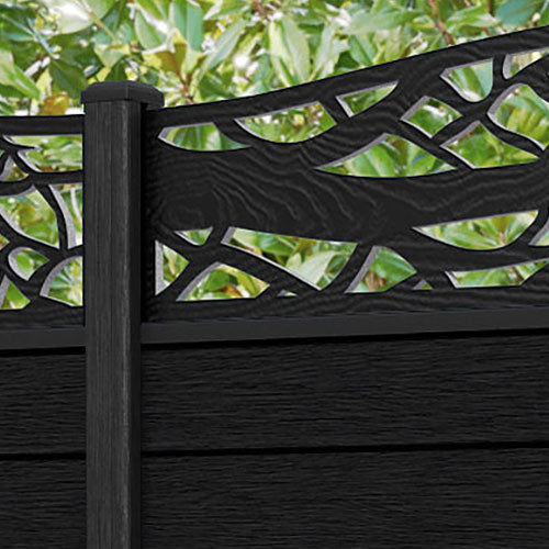 Fusion Twilight Curved Top Fence Panel - Black - with our composite posts