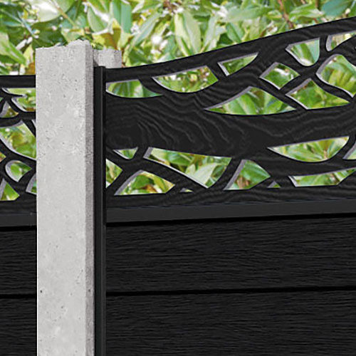 Fusion Twilight Curved Top Fence Panel - Black - for existing concrete posts