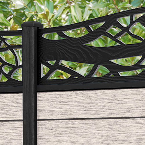 Fusion Twilight Curved Top Fence Panel - Mid Stone - with our composite posts