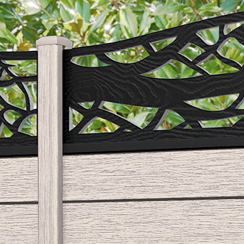 Fusion Twilight Curved Top Fence Panel - Mid Stone - with our composite posts