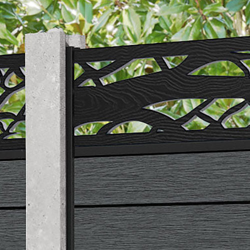 Fusion Twilight Fence Panel - Dark Grey - for existing concrete posts