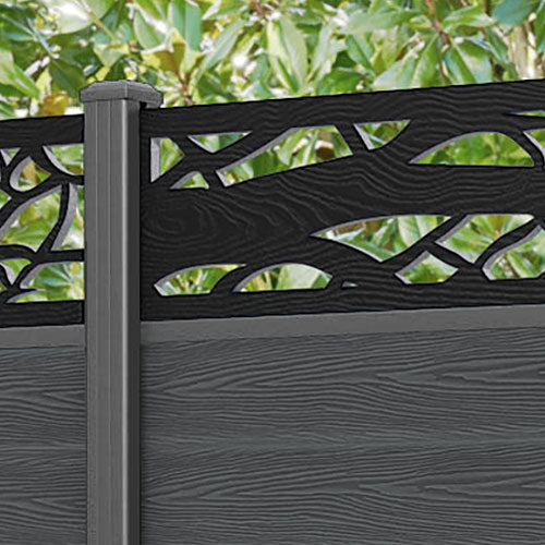 Classic Twilight Fence Panel - Dark Grey - with our aluminium posts