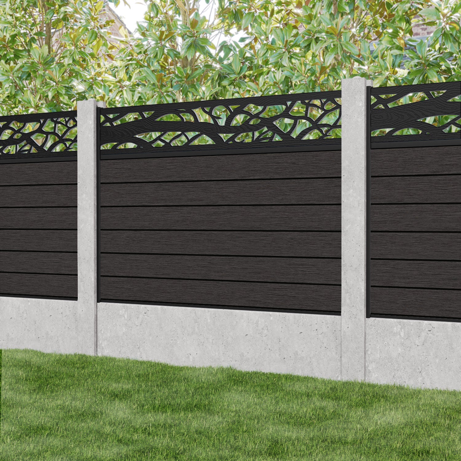 Fusion Twilight Fence Panel - Dark Oak - for existing concrete posts