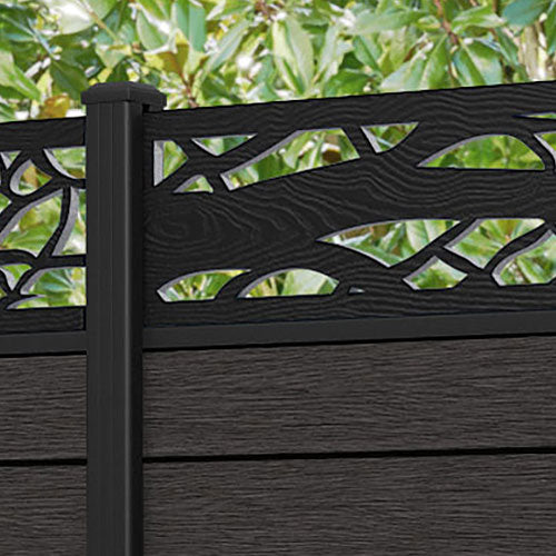 Fusion Twilight Fence Panel - Dark Oak - with our aluminium posts