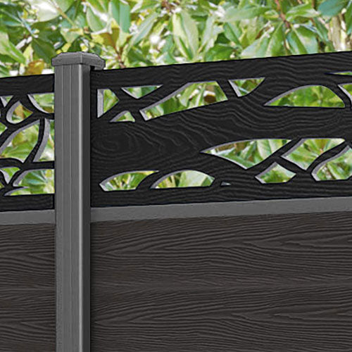 Classic Twilight Fence Panel - Dark Oak - with our aluminium posts