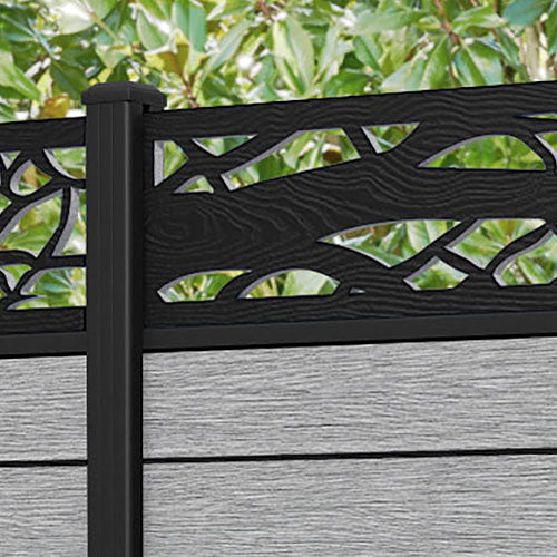 Fusion Twilight Fence Panel - Light Grey - with our aluminium posts