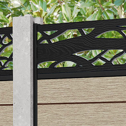 Fusion Twilight Fence Panel - Light Oak - for existing concrete posts