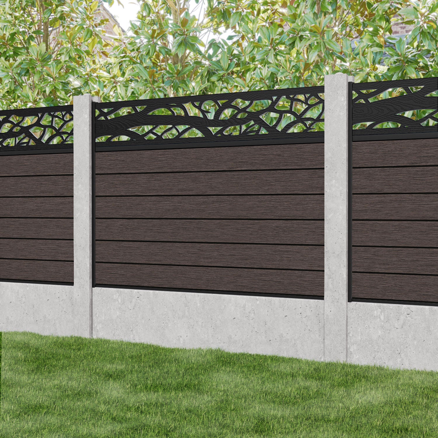 Fusion Twilight Fence Panel - Mid Brown - for existing concrete posts
