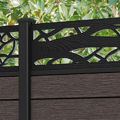 Fusion Twilight Fence Panel - Mid Brown - with our aluminium posts