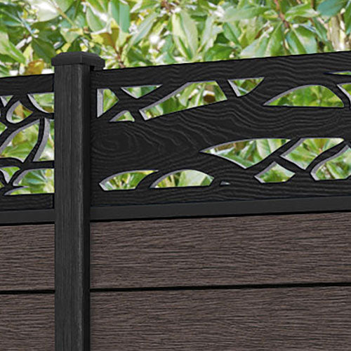 Fusion Twilight Curved Top Fence Panel - Mid Brown - with our composite posts