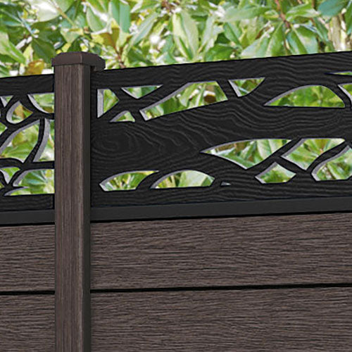 Fusion Twilight Curved Top Fence Panel - Mid Brown - with our composite posts