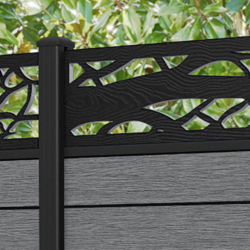 Fusion Twilight Fence Panel - Mid Grey - with our aluminium posts