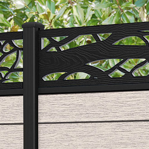 Fusion Twilight Fence Panel - Mid Stone - with our aluminium posts