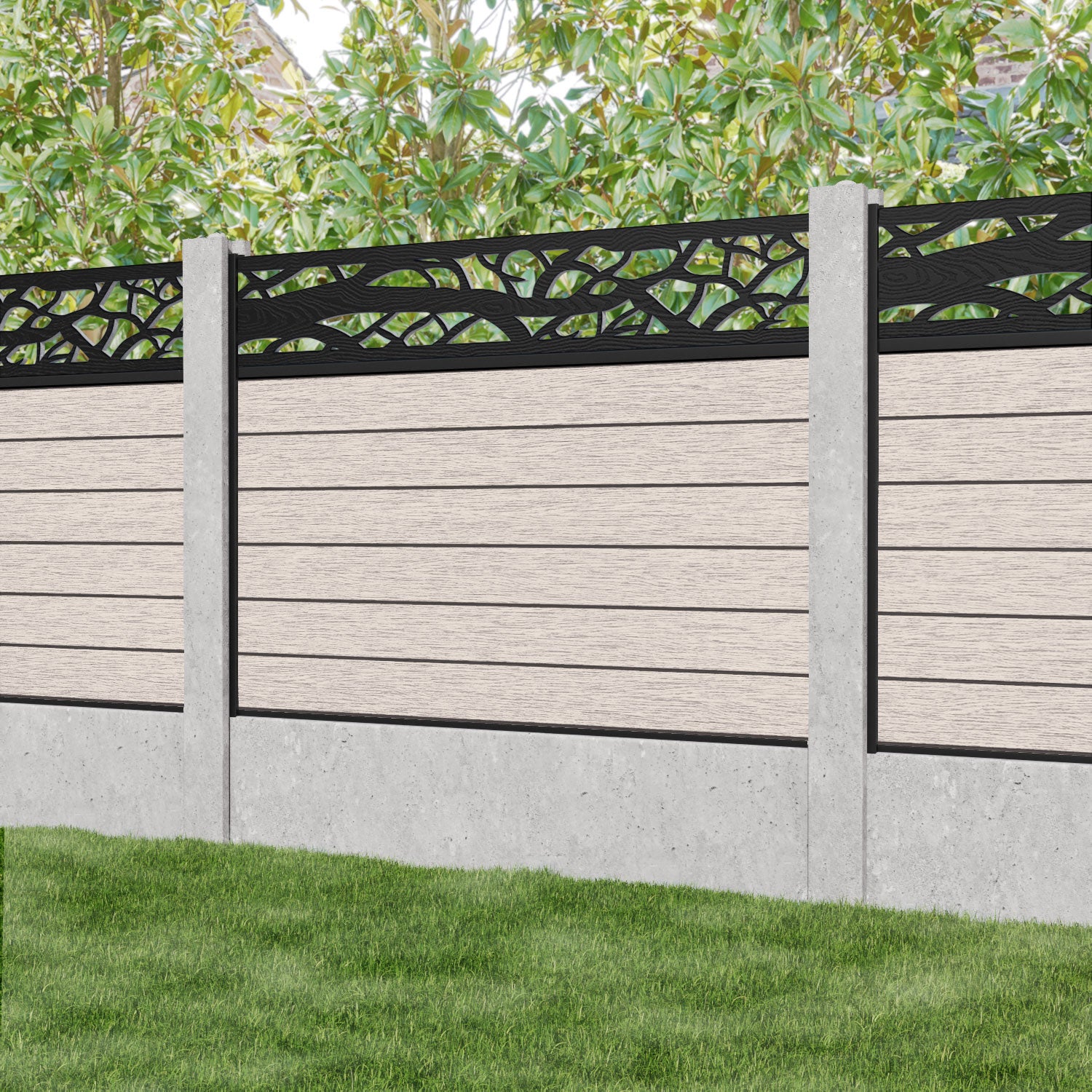 Fusion Twilight Fence Panel - Mid Stone - for existing concrete posts