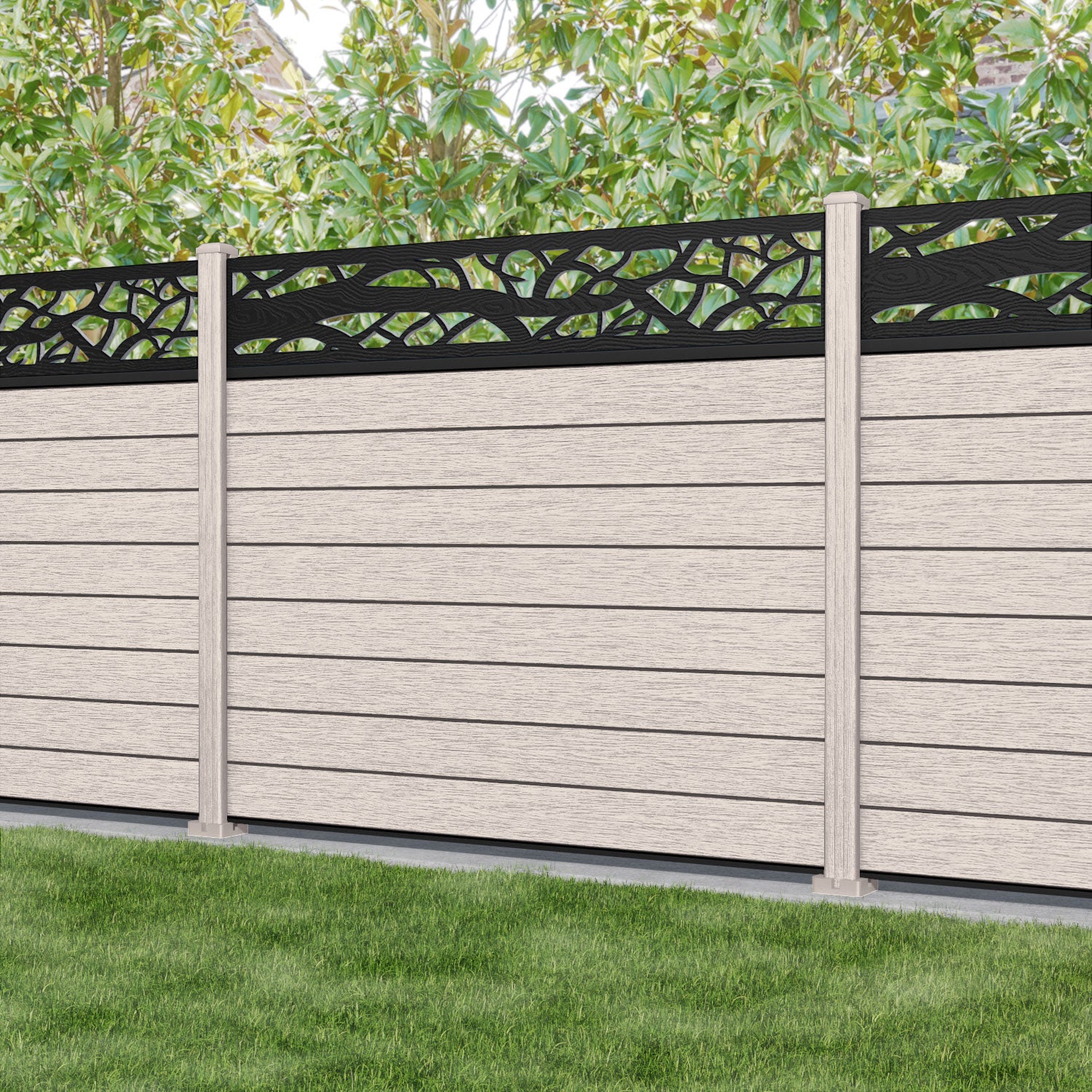 Fusion Twilight Fence Panel - Mid Stone - with our composite posts