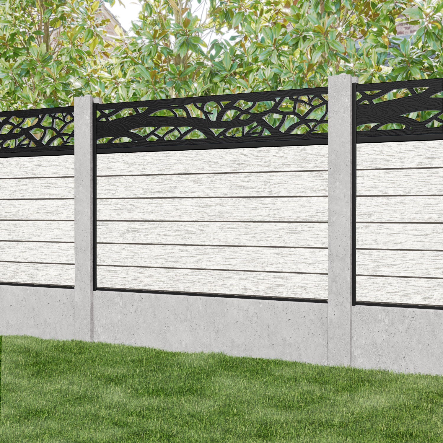 Fusion Twilight Fence Panel - Light Stone - for existing concrete posts