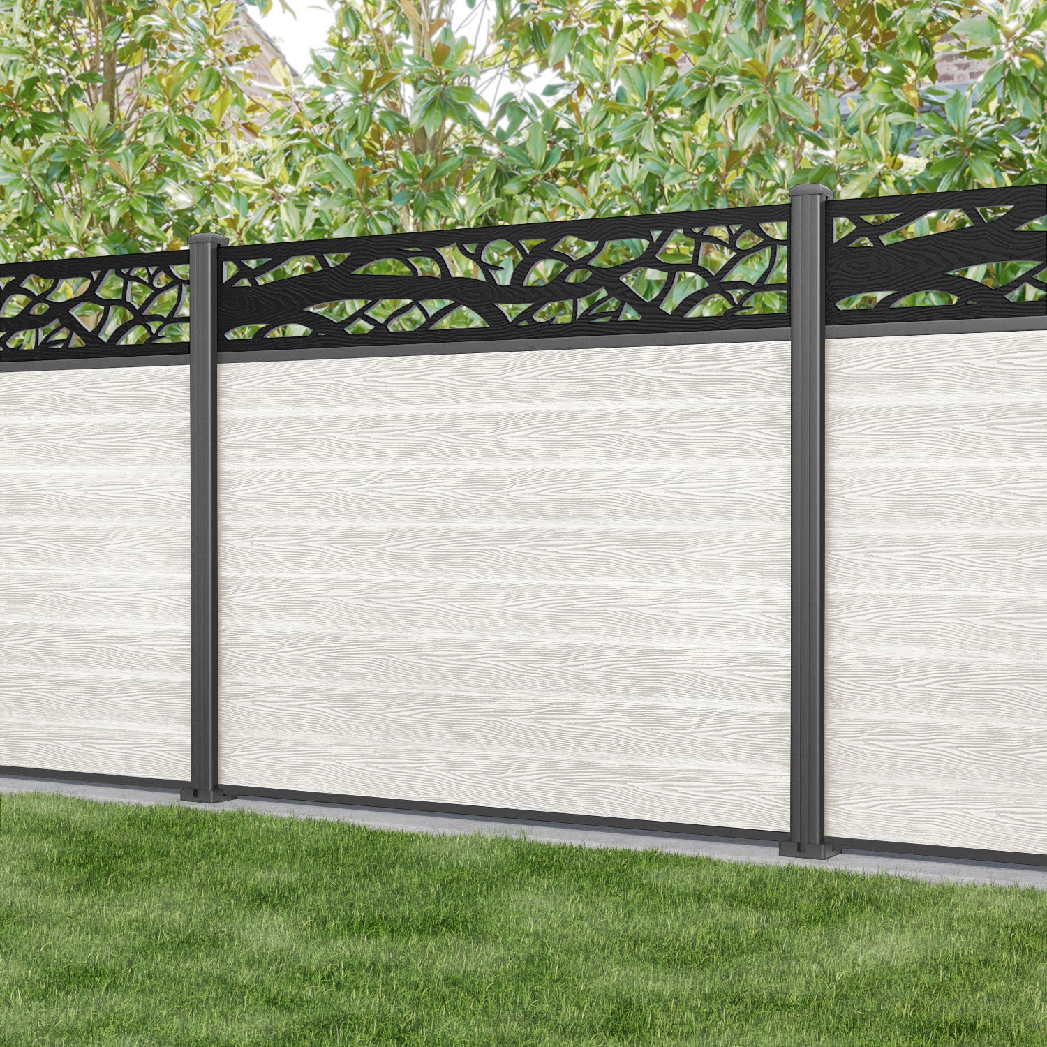 Classic Twilight Fence Panel - Light Stone - with our aluminium posts