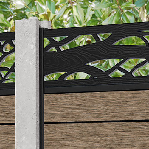 Fusion Twilight Fence Panel - Teak - for existing concrete posts