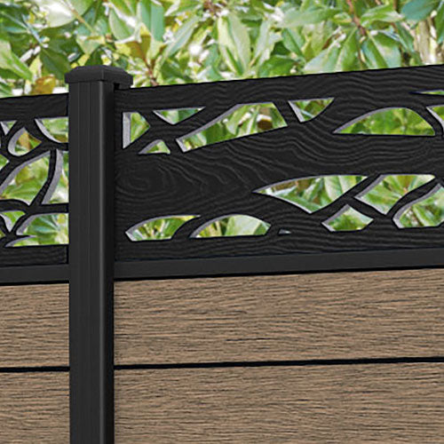 Fusion Twilight Fence Panel - Teak - with our aluminium posts