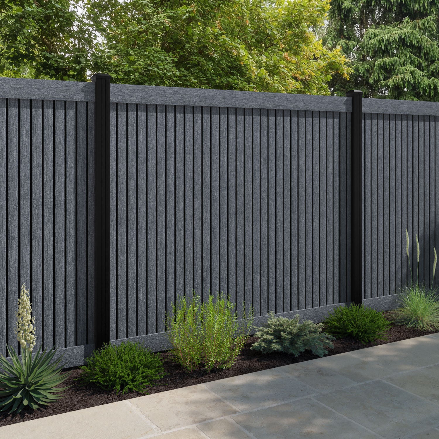 Virtis Fence Panel - Anthracite - with our aluminium posts