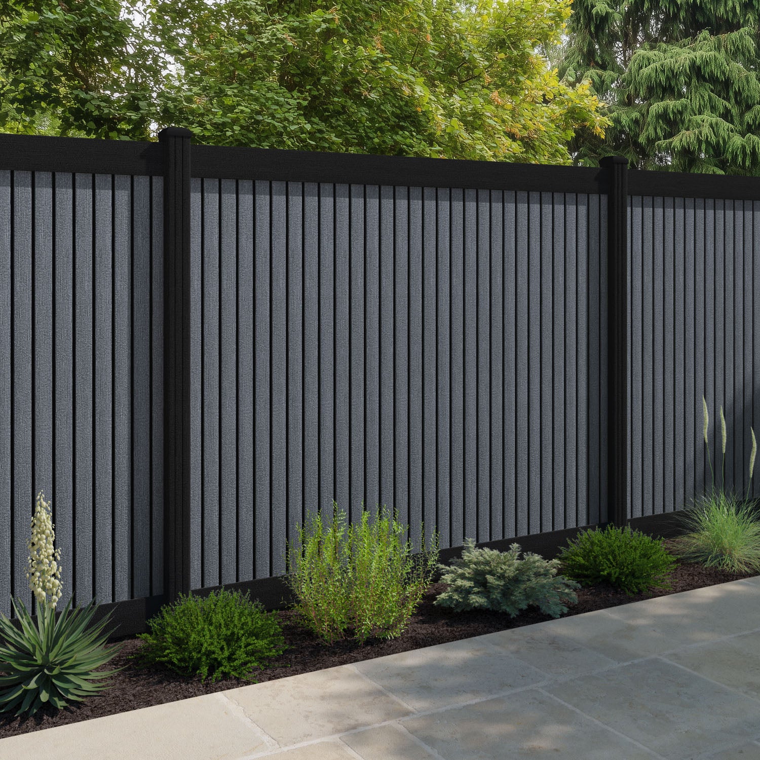 Virtis Fence Panel - Anthracite - with our aluminium posts
