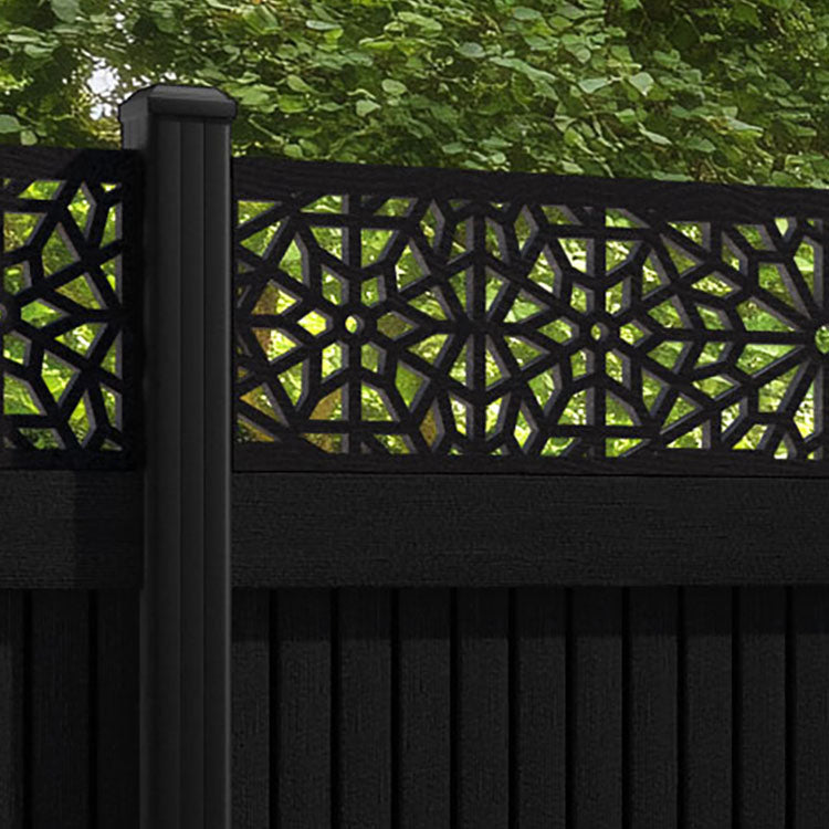 Virtis Alnara Fence Panel - Black - with our aluminium posts