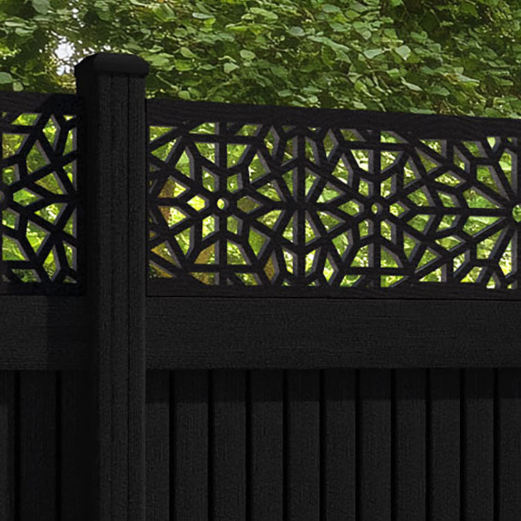 Virtis Alnara Fence Panel - Black - with our composite posts