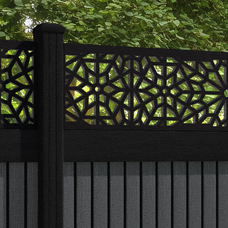 Virtis Alnara Fence Panel - Dark Grey - with our composite posts