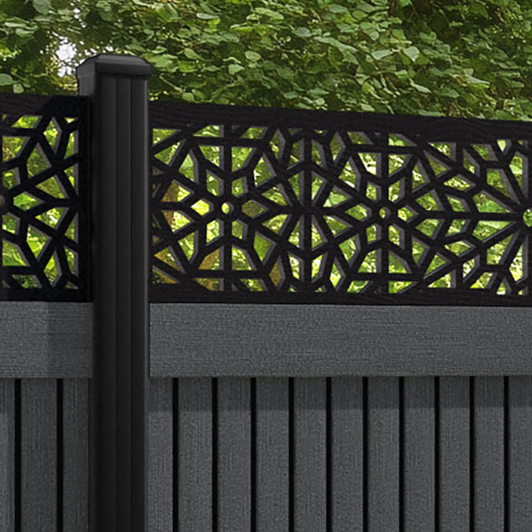 Virtis Alnara Fence Panel - Dark Grey - with our aluminium posts