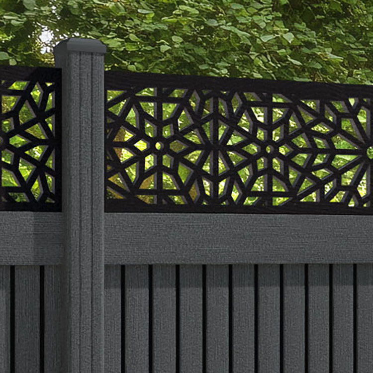 Virtis Alnara Fence Panel - Dark Grey - with our composite posts